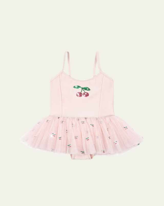 Girl's Marina Cherry-Print Tutu Dress, Size 9M-6